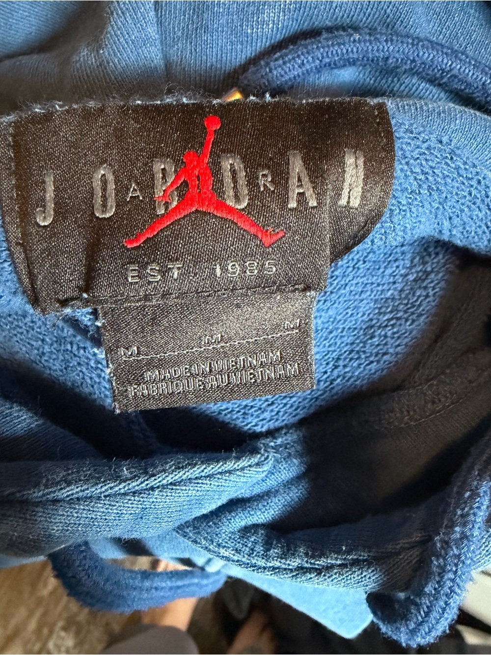 Jordan Vintage Washed Blue Hoodie with Jumpman Patch - Picture 4 of 5